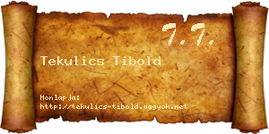 Tekulics Tibold névjegykártya